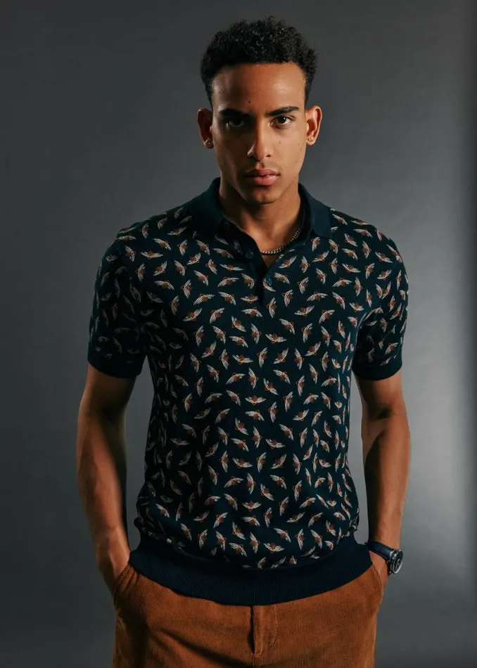 Men Ben Sherman Mod Knit Polos Art Deco Knit Polo 8211 Dark Navy Men Ben Sherman Mod Knit Polos Art Deco Knit Polo 8211 Dark Navy