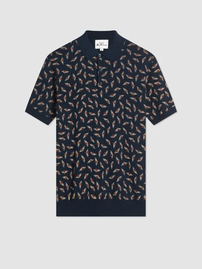 Men Ben Sherman Mod Knit Polos Art Deco Knit Polo 8211 Dark Navy Men Ben Sherman Mod Knit Polos Art Deco Knit Polo 8211 Dark Navy