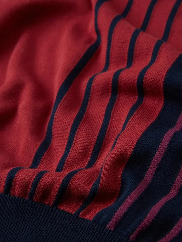 Men Ben Sherman Mod Knit Polos LongSleeve Knit Polo Sweater Polo Red Black Polo Collared Sweater Polo Model
