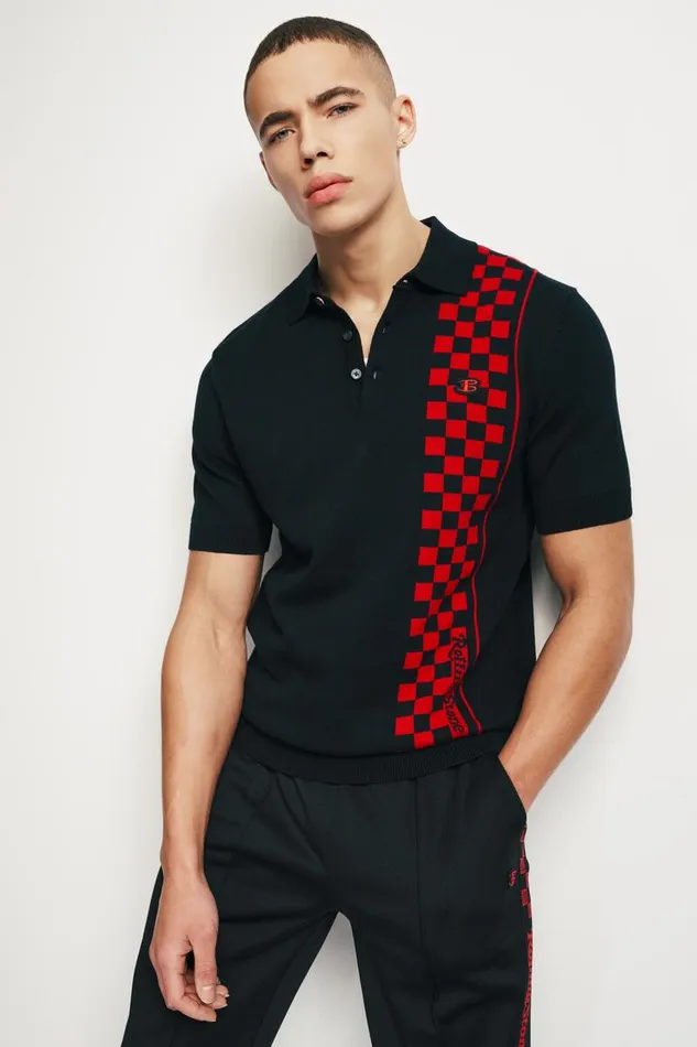 Men Ben Sherman Mod Knit Polos Rolling Stone Checker Knit Polo 8211 Black Men Ben Sherman Mod Knit Polos Rolling Stone Checker Knit Polo 8211 Black