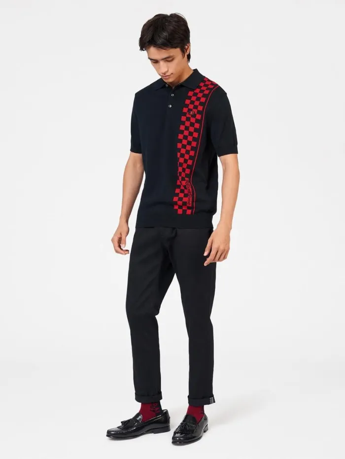 Men Ben Sherman Mod Knit Polos Rolling Stone Checker Knit Polo 8211 Black Men Ben Sherman Mod Knit Polos Rolling Stone Checker Knit Polo 8211 Black