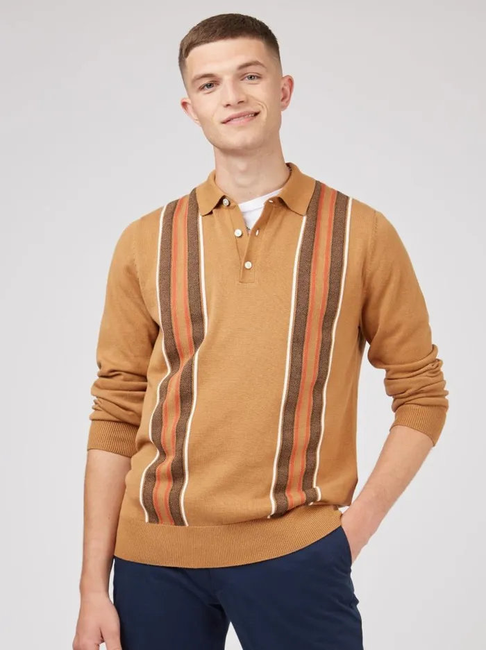 Men Ben Sherman Mod Knit Polos Signature Mod Birdseye Knit Polo 8211 Fawn