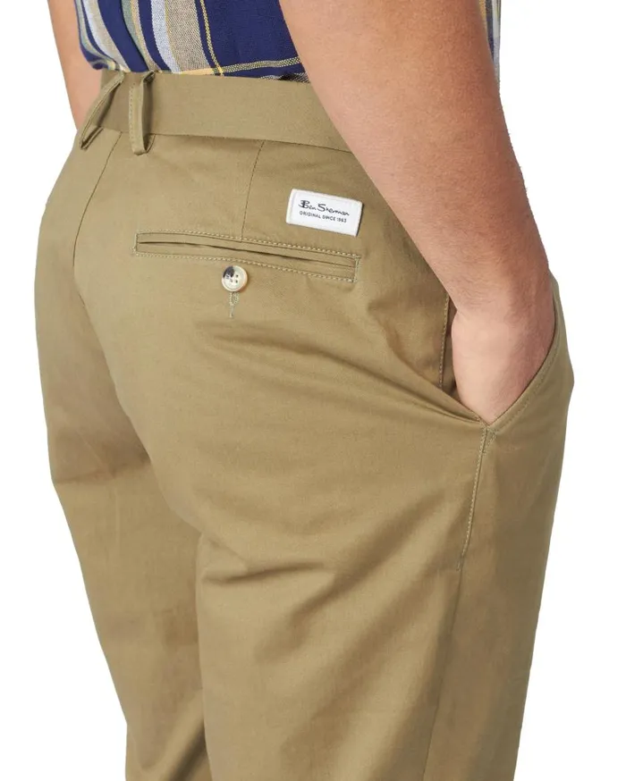Men Ben Sherman Pants and Chinos Signature Slim Stretch Chino Pant 8211 Olive