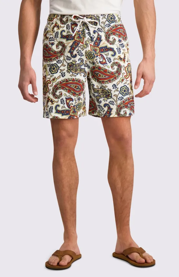Men Ben Sherman Shorts Paisley Print Swim Trunks 8211 Ivory