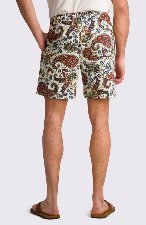 Men Ben Sherman Shorts Paisley Print Swim Trunks 8211 Ivory