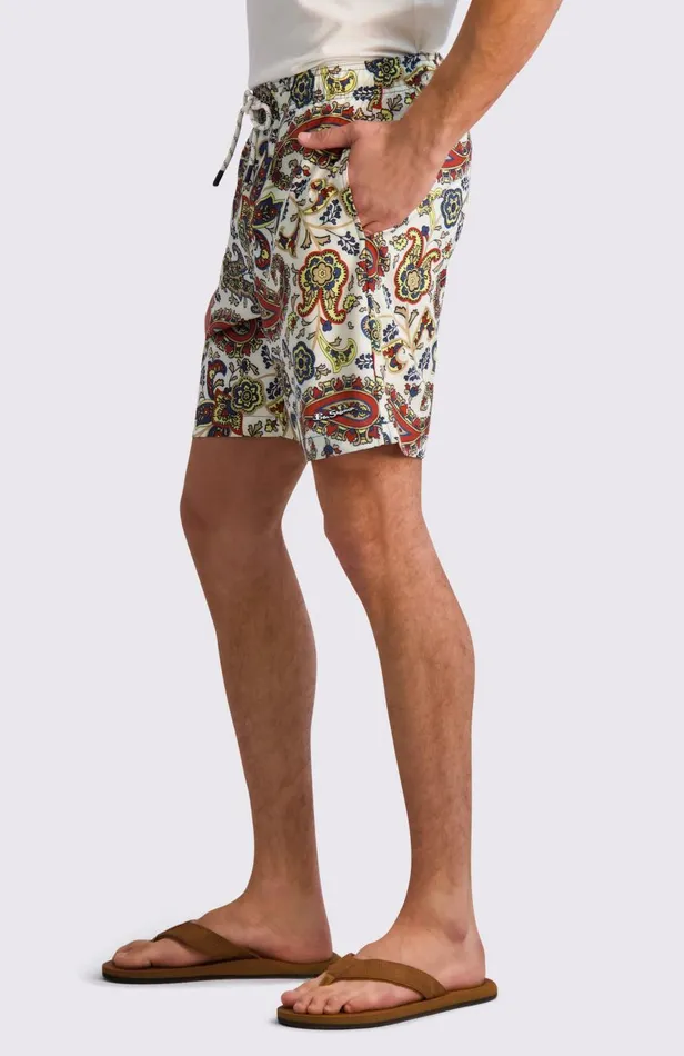 Men Ben Sherman Shorts Paisley Print Swim Trunks 8211 Ivory
