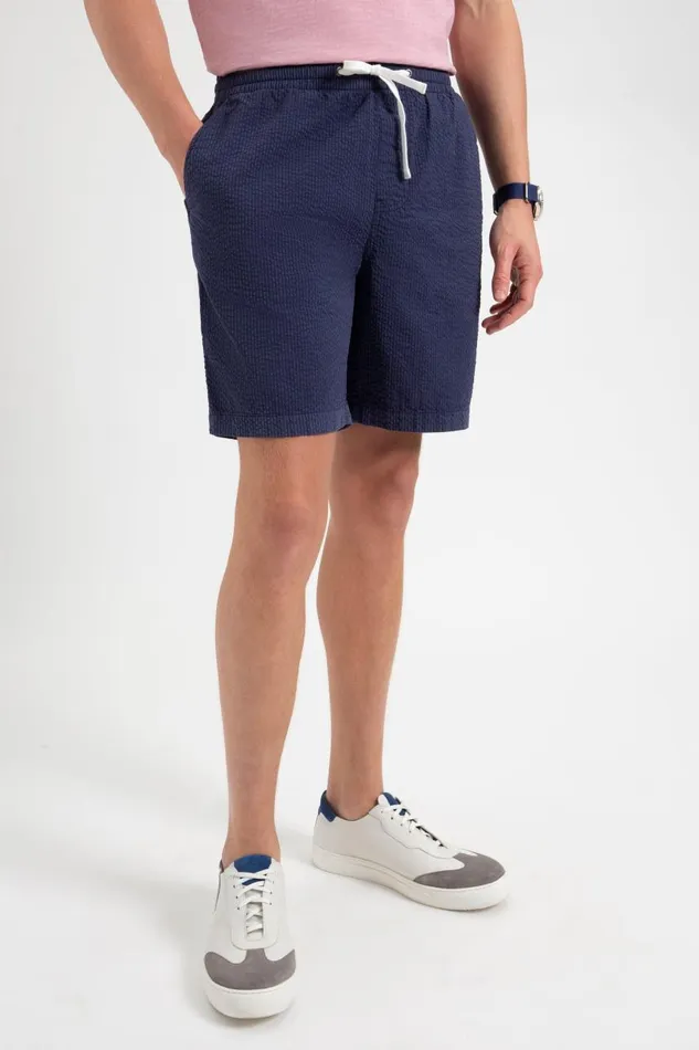 Men Ben Sherman Shorts Seersucker Slim Fit Bengal Stripe Short 8211 Navy