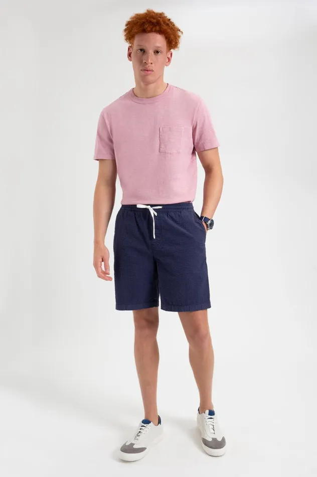 Men Ben Sherman Shorts Seersucker Slim Fit Bengal Stripe Short 8211 Navy