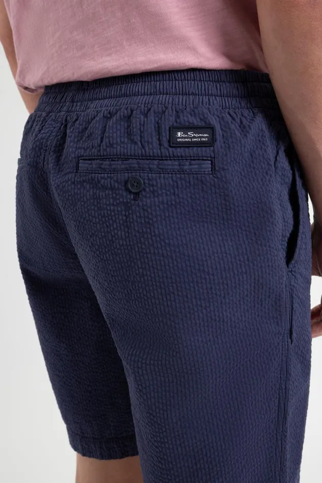 Men Ben Sherman Shorts Seersucker Slim Fit Bengal Stripe Short 8211 Navy