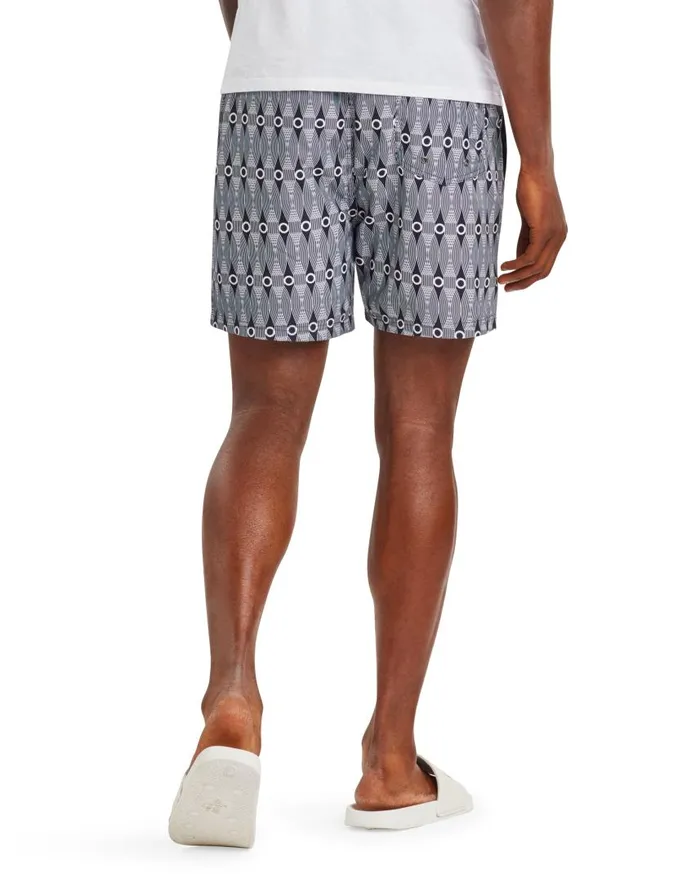 Men Ben Sherman Shorts Shoal Bay Geo Print Swim Short 8211 BlackSnow White