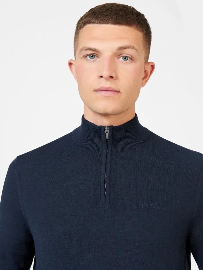 Men Ben Sherman Sweaters and Knits Merino Knit HalfZip Sweater 8211 Dark Navy Men Ben Sherman Sweaters and Knits Merino Knit HalfZip Sweater 8211 Dark Navy