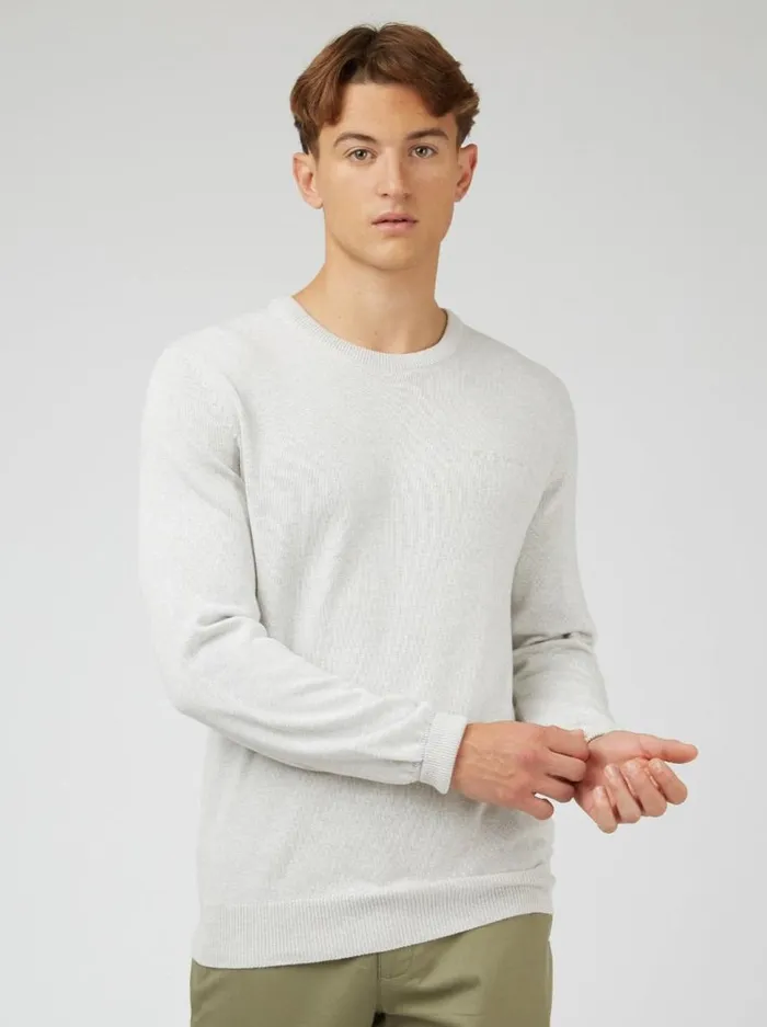 Men Ben Sherman Sweaters and Knits Signature Knit Crewneck 8211 Ivory