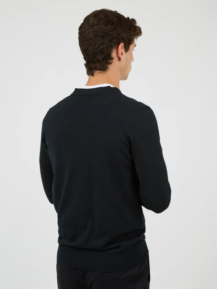 Men Ben Sherman Sweaters and Knits Signature Merino Cardigan Sweater 8211 Black