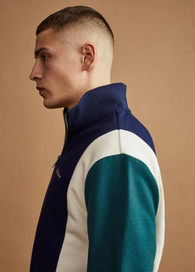 Men Ben Sherman Sweatshirts and Hoodies Colorblock HalfZip Sport Sweatshirt