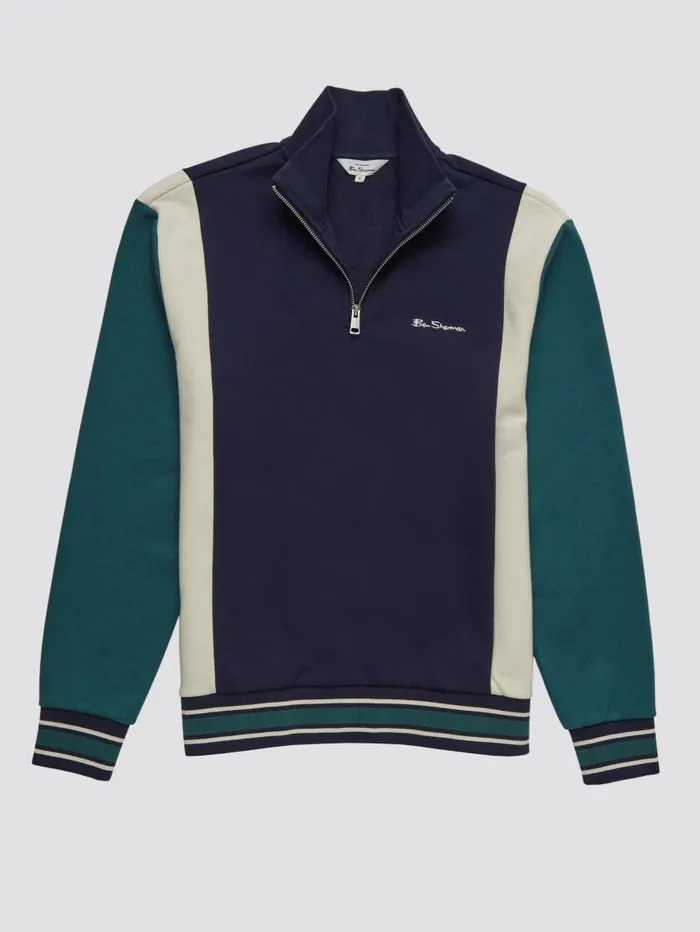 Men Ben Sherman Sweatshirts and Hoodies Colorblock HalfZip Sport Sweatshirt