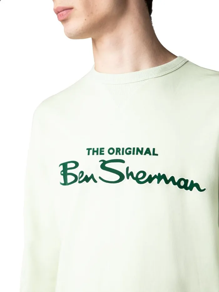 Men Ben Sherman Sweatshirts and Hoodies Signature Logo Sweatshirt 8211 Light Green