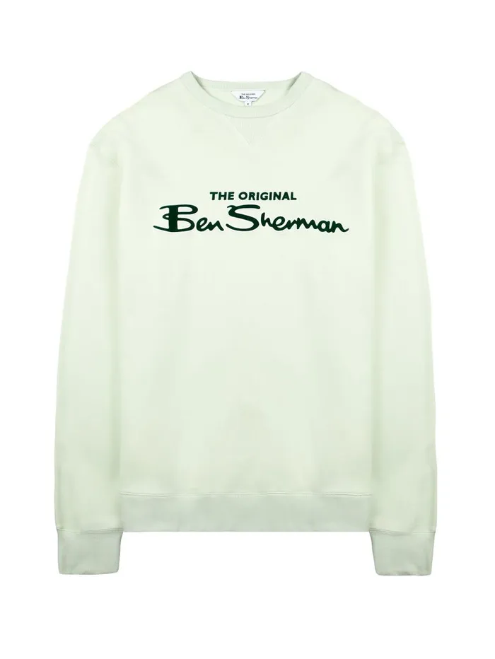 Men Ben Sherman Sweatshirts and Hoodies Signature Logo Sweatshirt 8211 Light Green