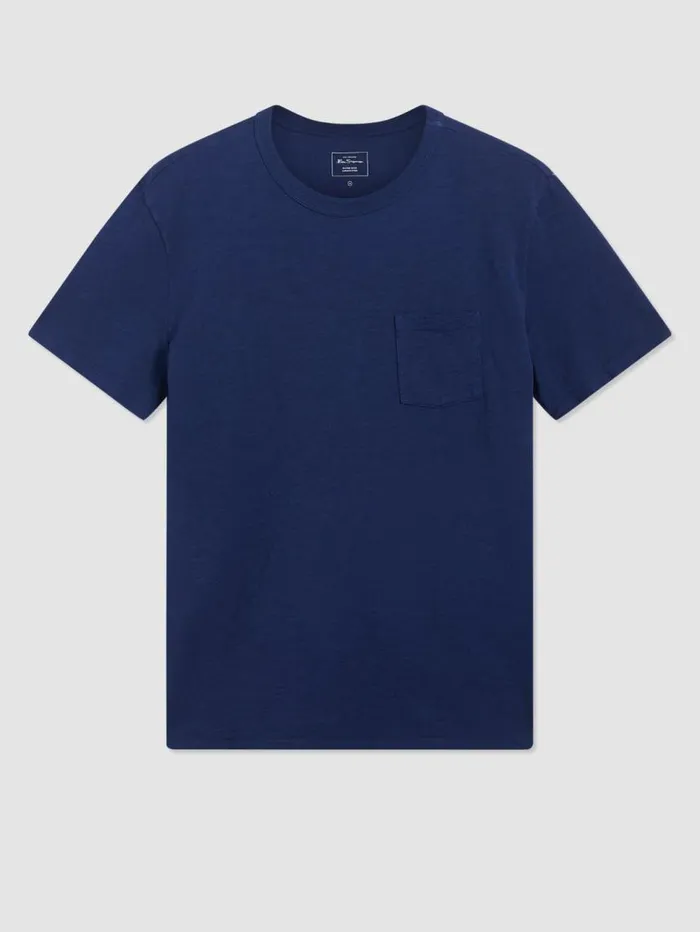 Men Ben Sherman TShirts and Graphic Tees Garment Dye Beatnik ShortSleeve TShirt 8211 Navy Indigo