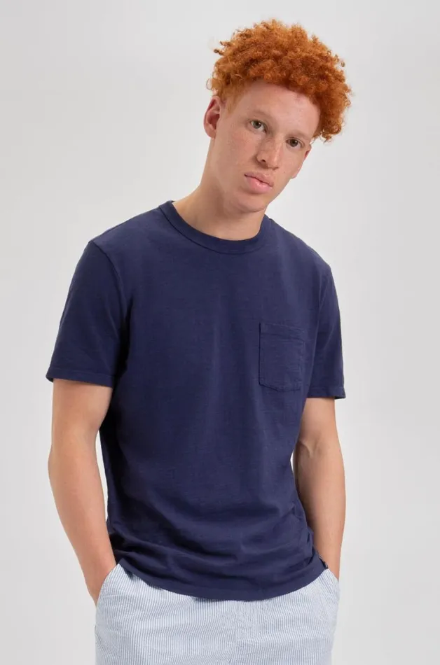 Men Ben Sherman TShirts and Graphic Tees Garment Dye Beatnik ShortSleeve TShirt 8211 Navy Indigo