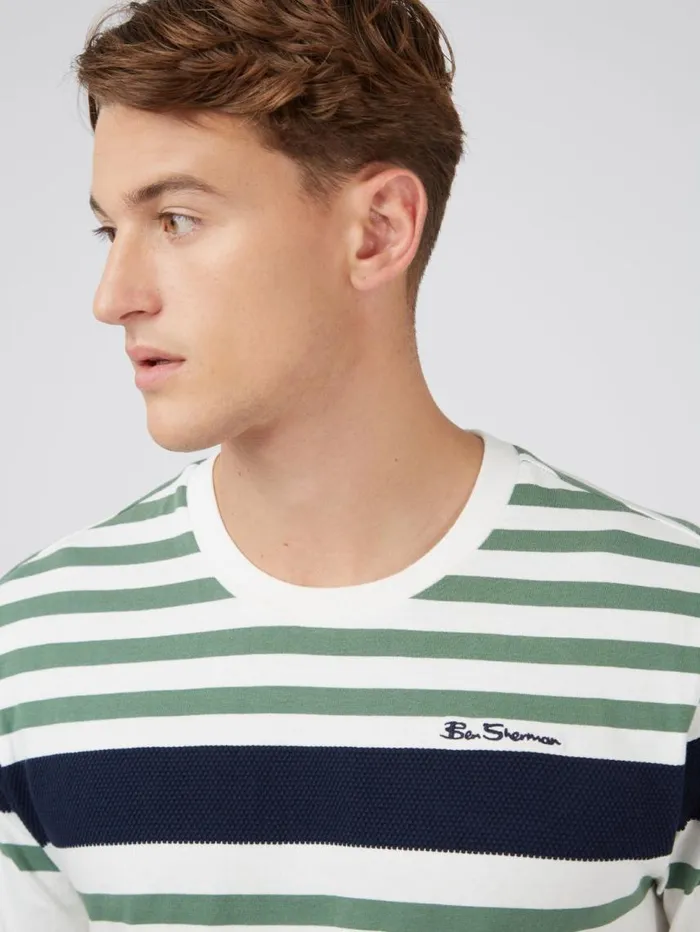 Men Ben Sherman TShirts and Graphic Tees Signature Jersey Stripe Tee 8211 White Men Ben Sherman TShirts and Graphic Tees Signature Jersey Stripe Tee 8211 White