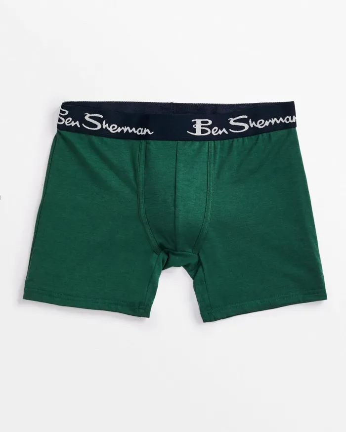 Men Ben Sherman Underwear 5Pack NoFly Cotton Stretch Boxer Briefs 8211 Green Multi
