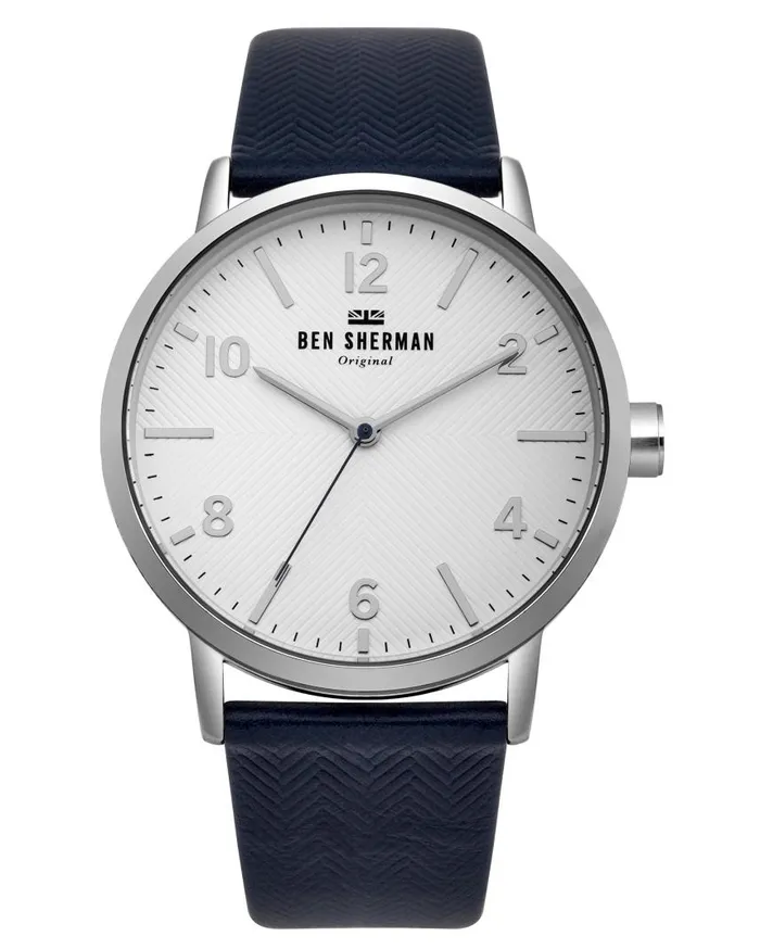 Men Ben Sherman Watches Big Portobello Herringbone Watch 8211 Black BlueWhiteSilver Men Ben Sherman Watches Big Portobello Herringbone Watch 8211 Black BlueWhiteSilver