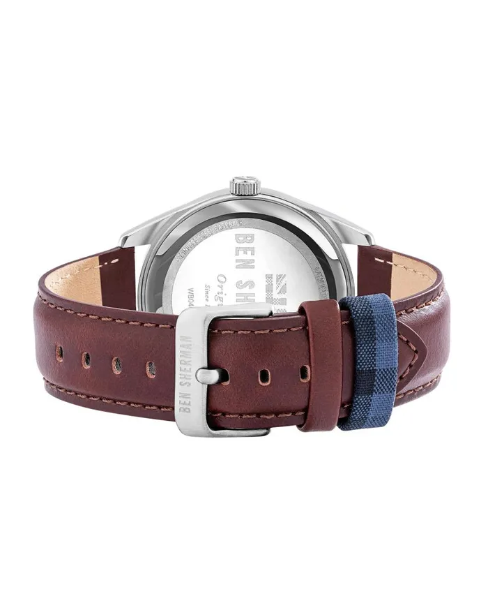 Men Ben Sherman Watches Carnaby Check Watch 8211 BrownNavySilver