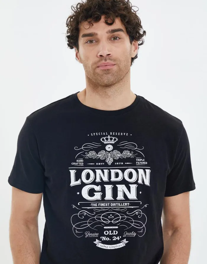 Men Black Cotton Slub Graphic Short Sleeve TShirt Threadbare TShirts Men Black Cotton Slub Graphic Short Sleeve TShirt Threadbare TShirts