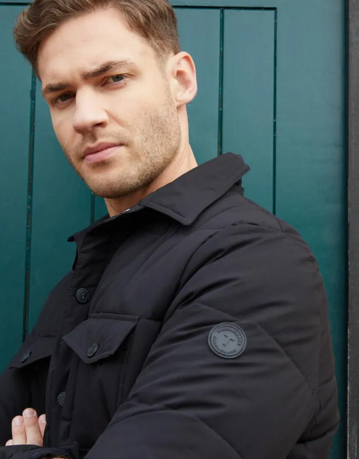 Men Black Lightweight Collared Quilted Jacket Threadbare Jackets Men Black Lightweight Collared Quilted Jacket Threadbare Jackets
