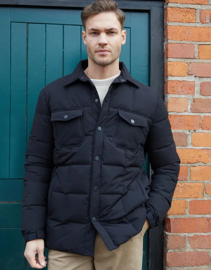 Men Black Lightweight Collared Quilted Jacket Threadbare Jackets Men Black Lightweight Collared Quilted Jacket Threadbare Jackets