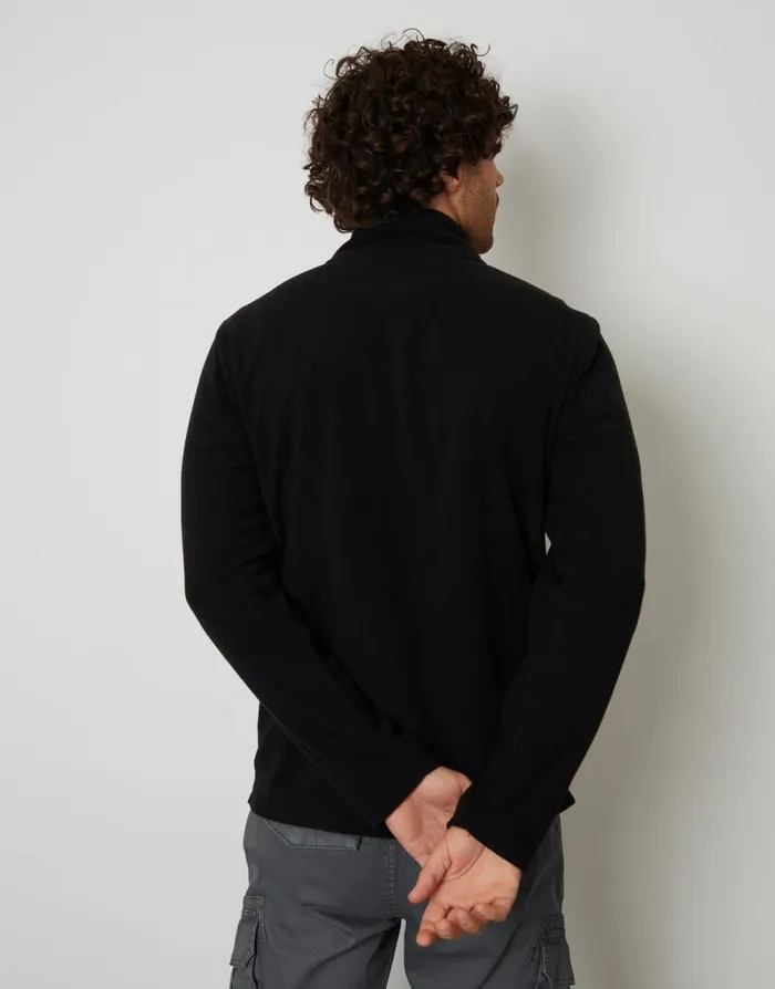 Men Black Quarter Zip Fleece Sweatshirt Threadbare Jumpers Men Black Quarter Zip Fleece Sweatshirt Threadbare Jumpers