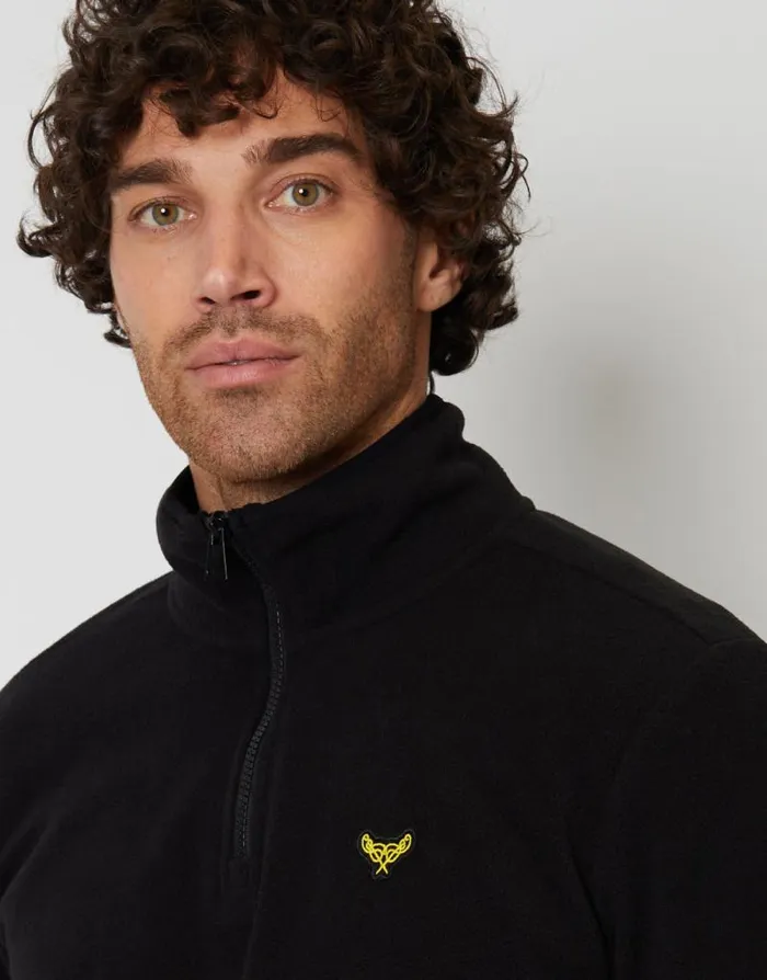 Men Black Quarter Zip Fleece Sweatshirt Threadbare Jumpers Men Black Quarter Zip Fleece Sweatshirt Threadbare Jumpers