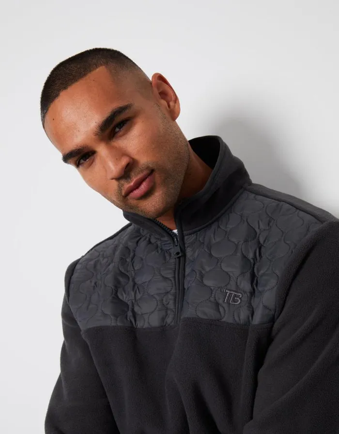 Men Charcoal Onion Quilted Quarter Zip Fleece Threadbare Sweatshirts Men Charcoal Onion Quilted Quarter Zip Fleece Threadbare Sweatshirts