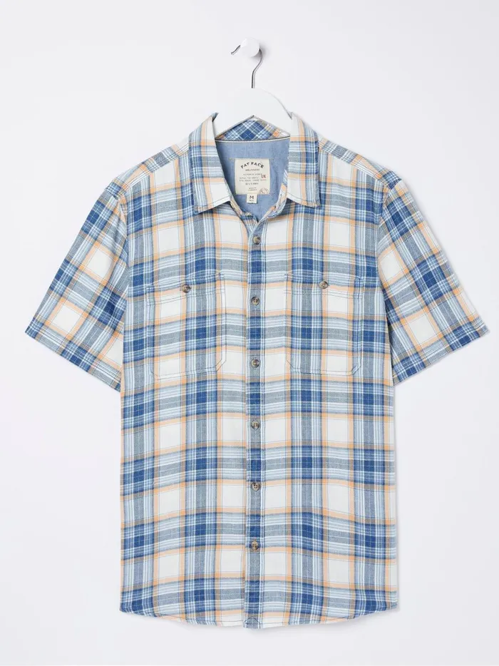 Men Coats and Jackets Fat Face Blue Westly Check Shirt