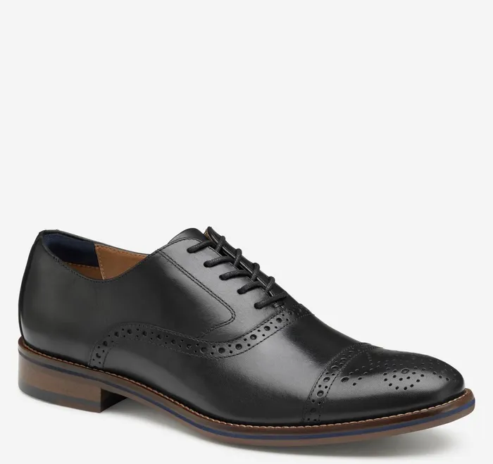 Men Conard 20 Cap Toe Black Full Grain JohnstonandMurphy Dress Shoes