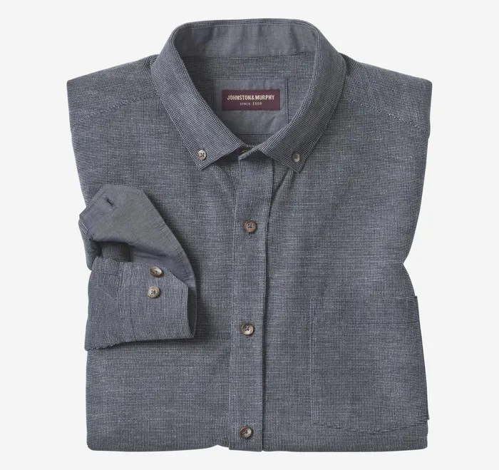 Men Corduroy Shirt Navy Textured JohnstonandMurphy Shirts