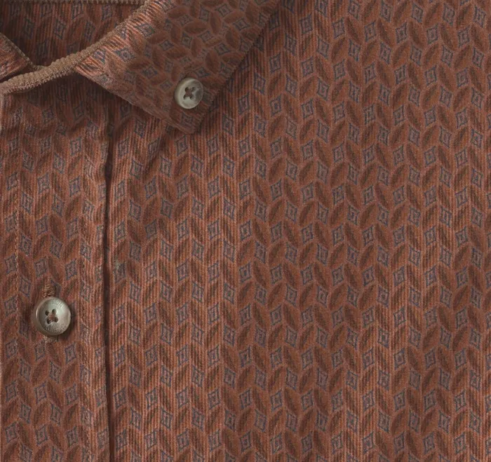 Men Corduroy Shirt Rust Overdyed Print JohnstonandMurphy Shirts Men Corduroy Shirt Rust Overdyed Print JohnstonandMurphy Shirts