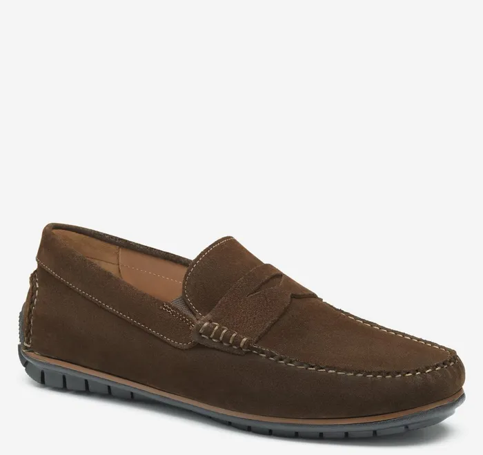 Men Cort 20 Penny Dark Brown Waxed English Suede JohnstonandMurphy SlipOns and Loafers Men Cort 20 Penny Dark Brown Waxed English Suede JohnstonandMurphy SlipOns and Loafers