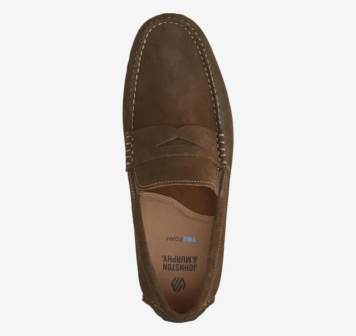 Men Cort 20 Penny Dark Brown Waxed English Suede JohnstonandMurphy SlipOns and Loafers Men Cort 20 Penny Dark Brown Waxed English Suede JohnstonandMurphy SlipOns and Loafers