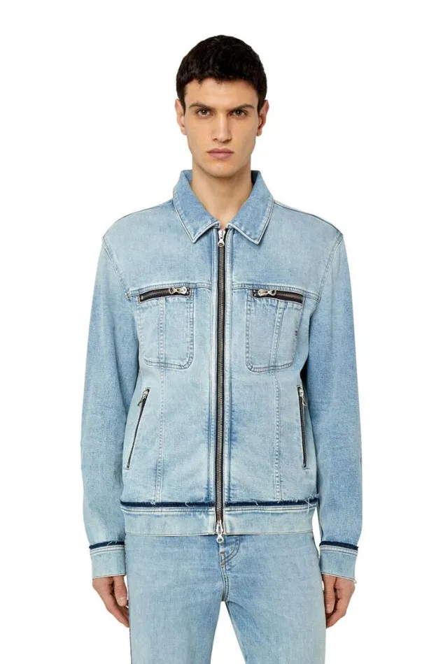Men DBarcyRe Light Blue Diesel Outerwear And Jackets Men DBarcyRe Light Blue Diesel Outerwear And Jackets
