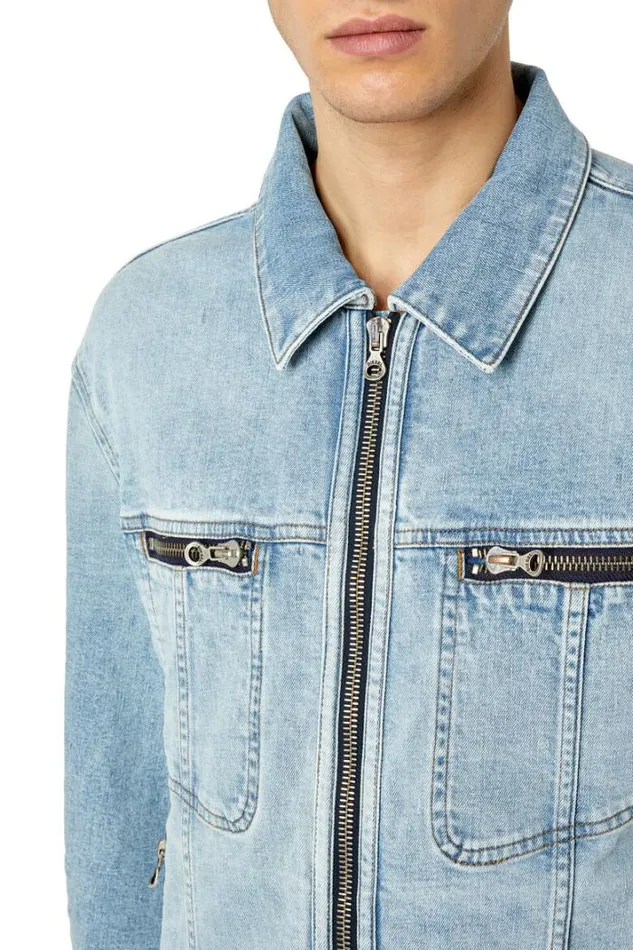 Men DBarcyRe Light Blue Diesel Outerwear And Jackets Men DBarcyRe Light Blue Diesel Outerwear And Jackets