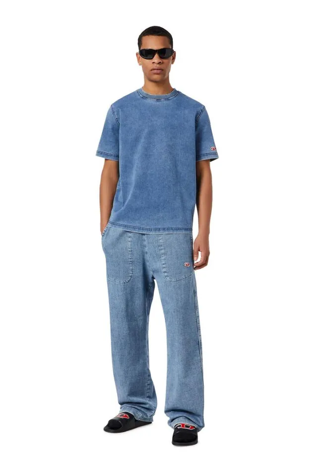 Men DBiggor Track Denim TShirt Light Blue Diesel Tshirts