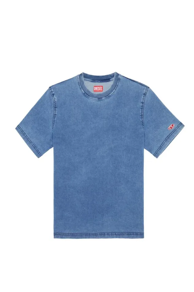 Men DBiggor Track Denim TShirt Light Blue Diesel Tshirts Men DBiggor Track Denim TShirt Light Blue Diesel Tshirts