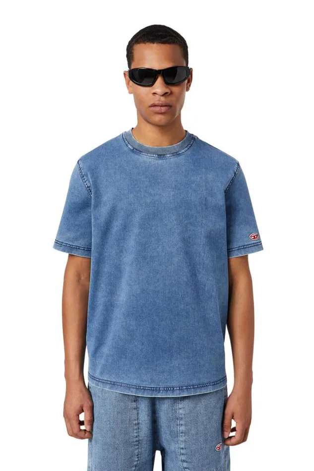 Men DBiggor Track Denim TShirt Light Blue Diesel Tshirts Men DBiggor Track Denim TShirt Light Blue Diesel Tshirts