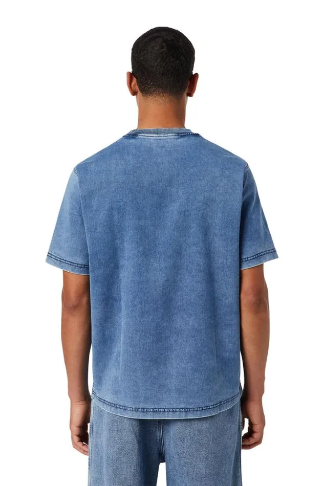 Men DBiggor Track Denim TShirt Light Blue Diesel Tshirts Men DBiggor Track Denim TShirt Light Blue Diesel Tshirts