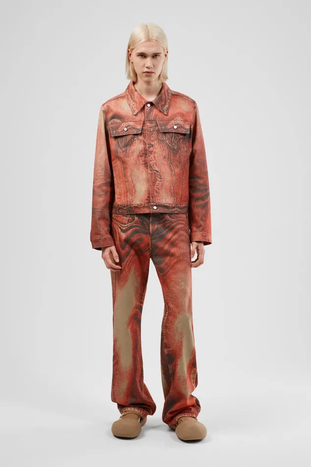 Men Denim Jeans Burnt Orange Denim Jeans Camper Denim
