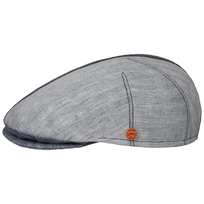 Men Flat Caps Mayser Jasper Twotone Linen Flat Cap Blue