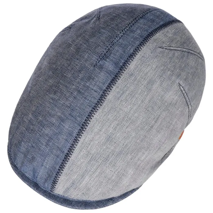 Men Flat Caps Mayser Jasper Twotone Linen Flat Cap Blue Men Flat Caps Mayser Jasper Twotone Linen Flat Cap Blue