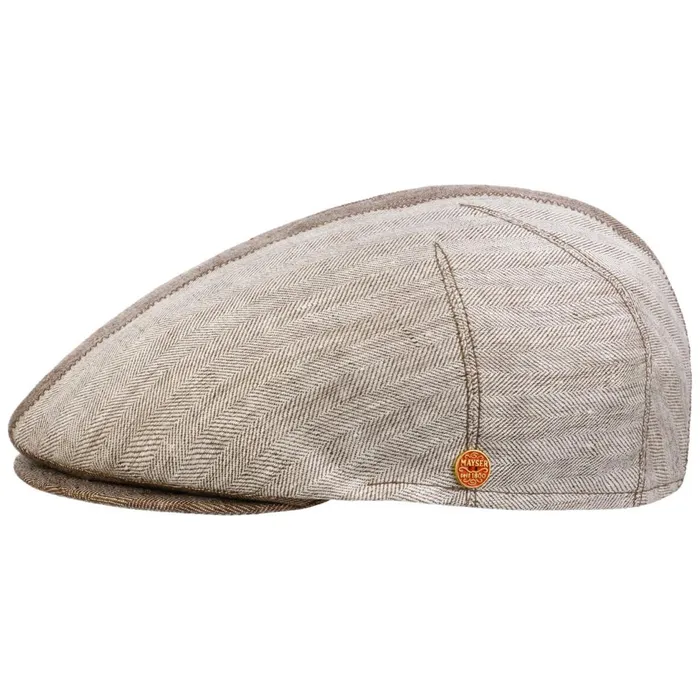 Men Flat Caps Mayser Jasper Twotone Linen Flat Cap Blue Men Flat Caps Mayser Jasper Twotone Linen Flat Cap Blue
