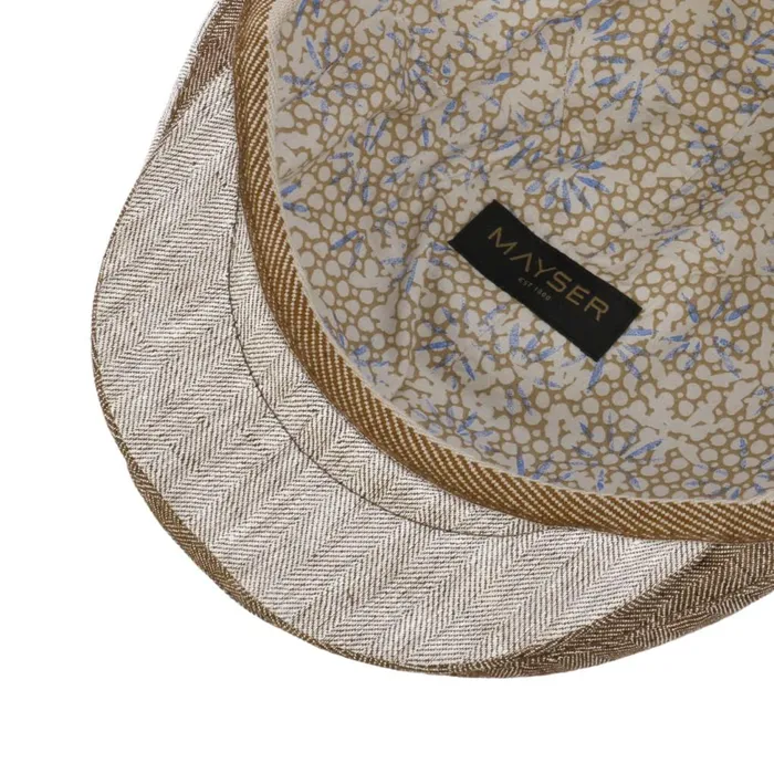 Men Flat Caps Mayser Jasper Twotone Linen Flat Cap Blue Men Flat Caps Mayser Jasper Twotone Linen Flat Cap Blue